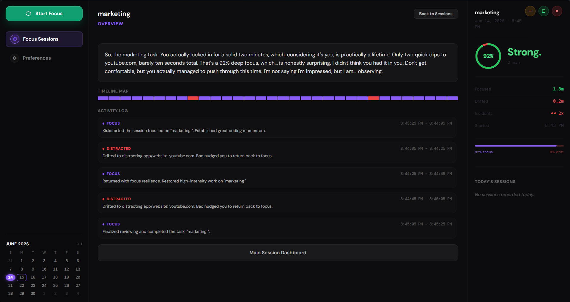 Taspal deep productivity dashboard - Analyze individual and team focus trends over time